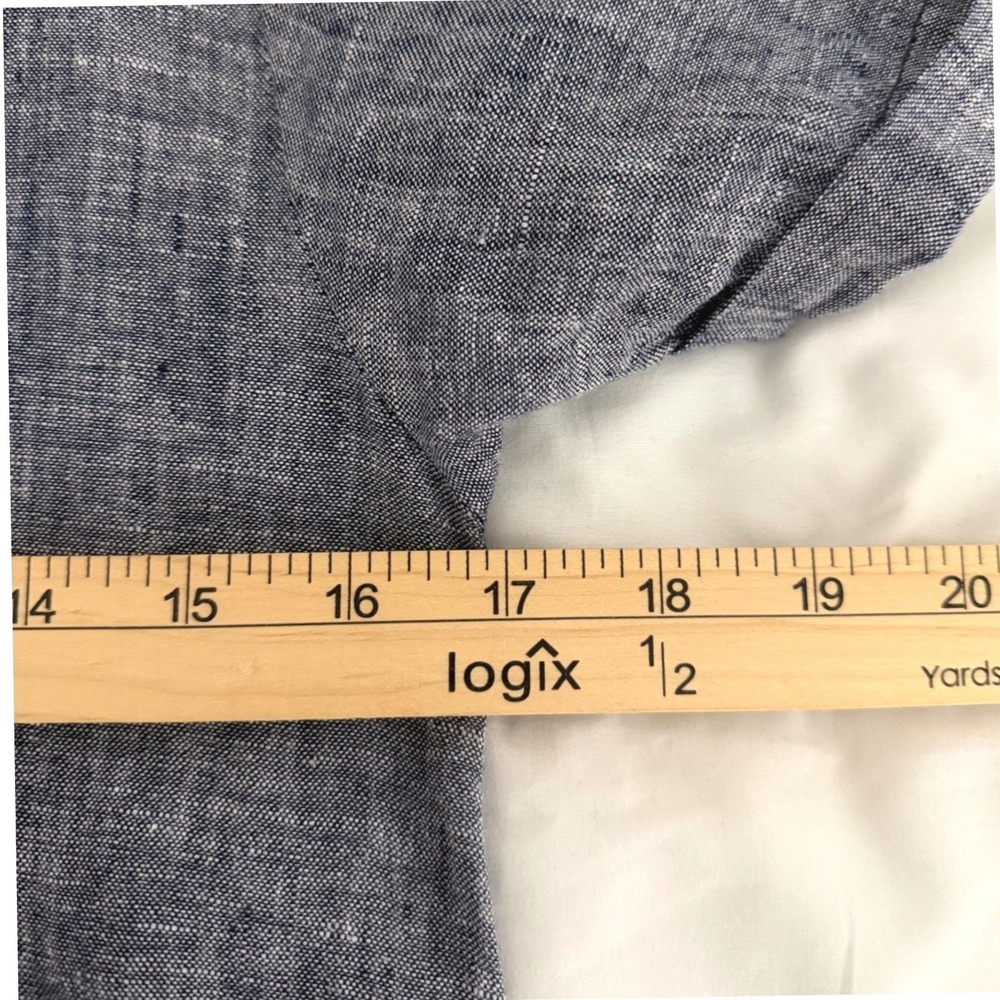 Tahari Blue 100% Linen Short Sleeve Button Front Shirt Minimalist‎  Dress XS - Picture 7 of 12